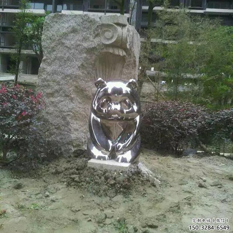 三明熊貓雕塑服務商，動物美陳雕塑，不銹鋼熊貓雕塑廠家