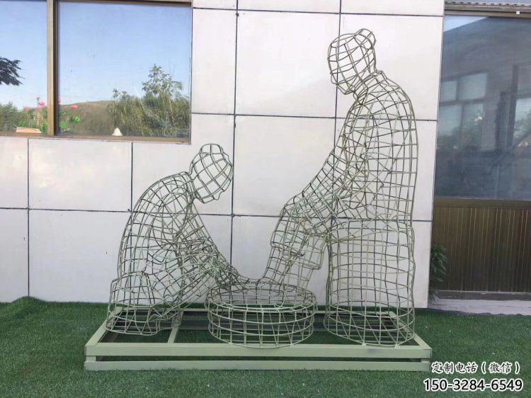 南平鏤空洗腳雕塑制作，園林裝飾，鐵藝孝道人物雕塑