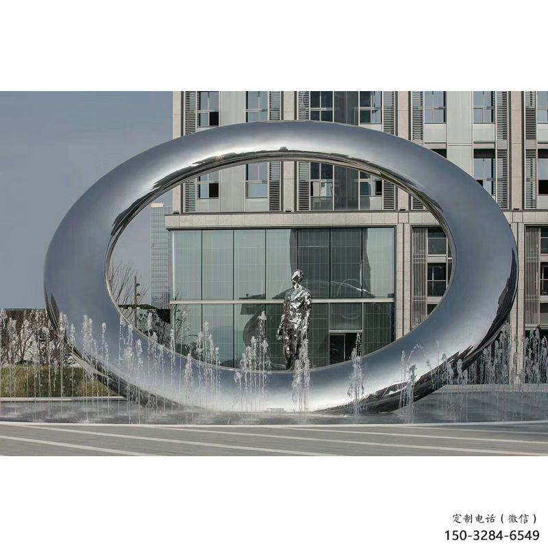 武威小區(qū)圓環(huán)雕塑，水簾噴泉雕塑，水景藝術(shù)效果