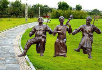 長樂拉二胡雕塑點(diǎn)擊，景觀雕塑，別墅民俗人物雕塑供求