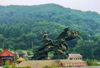 泉州夸父逐日雕塑，鑄銅神話人物雕塑