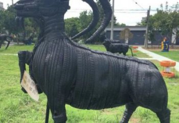 安順輪胎山羊雕塑供應(yīng)，公園雕塑，鑄銅輪胎羊雕塑供求
