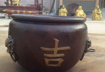 儋州吉字銅缸雕塑-青銅鑄造