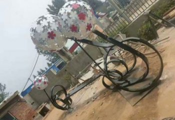 齊齊哈爾大型蒲公英坐凳雕塑，現(xiàn)代元素設(shè)計(jì)，不銹鋼坐凳雕塑