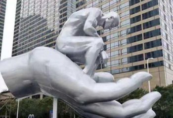 綏化沉思者雕塑，景觀雕塑，手托人物雕塑廠家提供