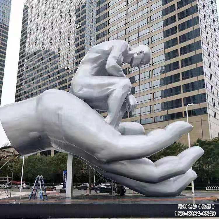常州沉思者雕塑，景觀雕塑，手托人物雕塑廠家提供