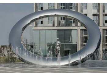 長沙湘西小區(qū)圓環(huán)雕塑，水簾噴泉雕塑，水景藝術效果