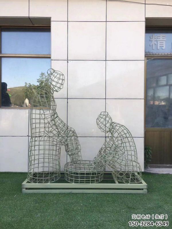 新余鏤空孝道雕塑通用，街景小品，鐵藝洗腳雕塑制造