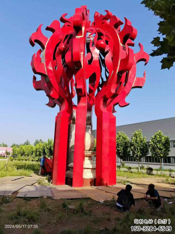 阜新火球雕塑，精神堡壘火球雕塑落地展示