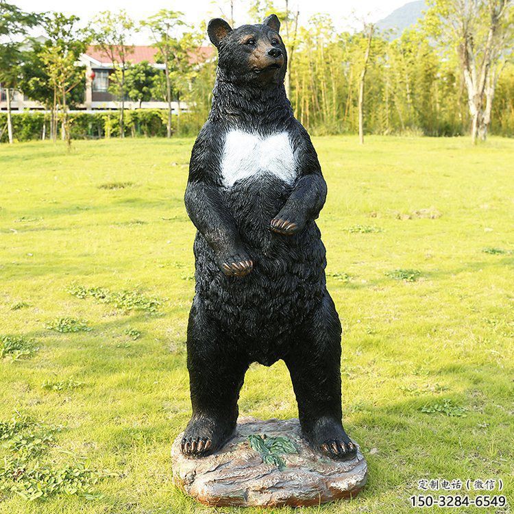 晉源街道黑熊雕塑，仿真動物雕塑，古銅效果