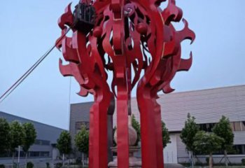 大東火球雕塑，精神堡壘火球雕塑落地展示