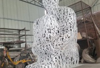 濱州大型鏤空人物雕塑常用，戶外擺放，鐵藝字母人物雕塑展示