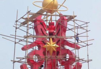 晉源景觀科技之星雕塑選用，美陳雕塑，抽象不銹鋼科技之星雕塑標準