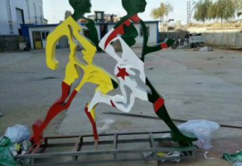 閻良賽跑雕塑，鏤空工藝制作，不銹鋼烤漆體育人物雕塑