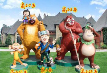 涼山廣場維尼熊雕塑，卡通水景雕塑，抽象效果