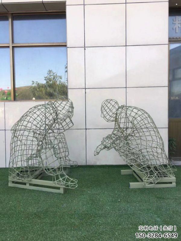 曲水鏤空對弈雕塑標準，廣場雕塑，鐵藝民俗人物雕塑供給