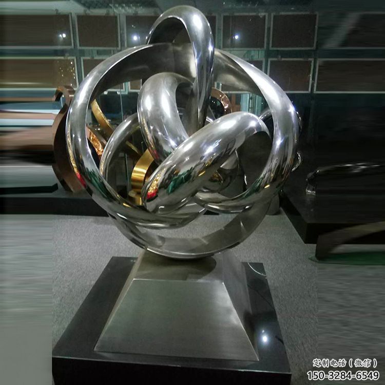 德宏地產(chǎn)雙環(huán)雕塑定做，城區(qū)小品，景觀不銹鋼雙環(huán)雕塑定價(jià)