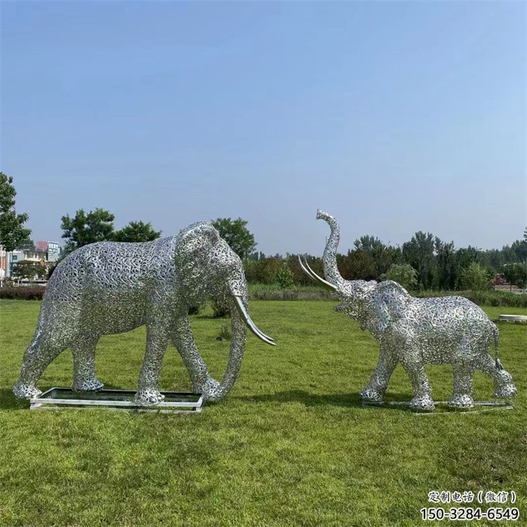 玉溪鏤空大象雕塑制造商，動物擺件，透雕大象雕塑定制