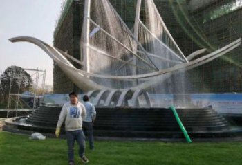 迪慶帆船噴泉雕塑，水景水秀組合，旱地帆船噴泉雕塑廠家