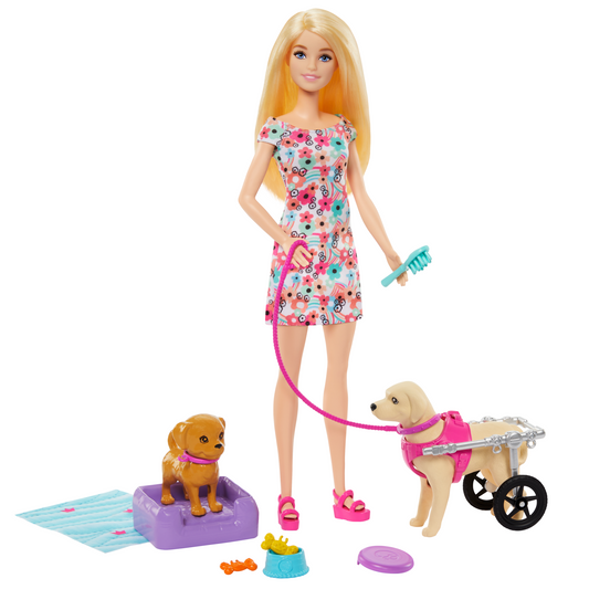 Barbie  Poupée, Chiot et Chien Dans Un Fauteuil Roulant, Accessoire